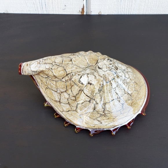 Vintage Hand Blown Glass Sea Shell Dish - Picture 7 of 7
